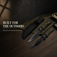 Couteau de camping de survie en plein air à lame fixe avec poignée en corde de camouflage Lame en acier inoxydable Support OEM personnalisable pour la chasse