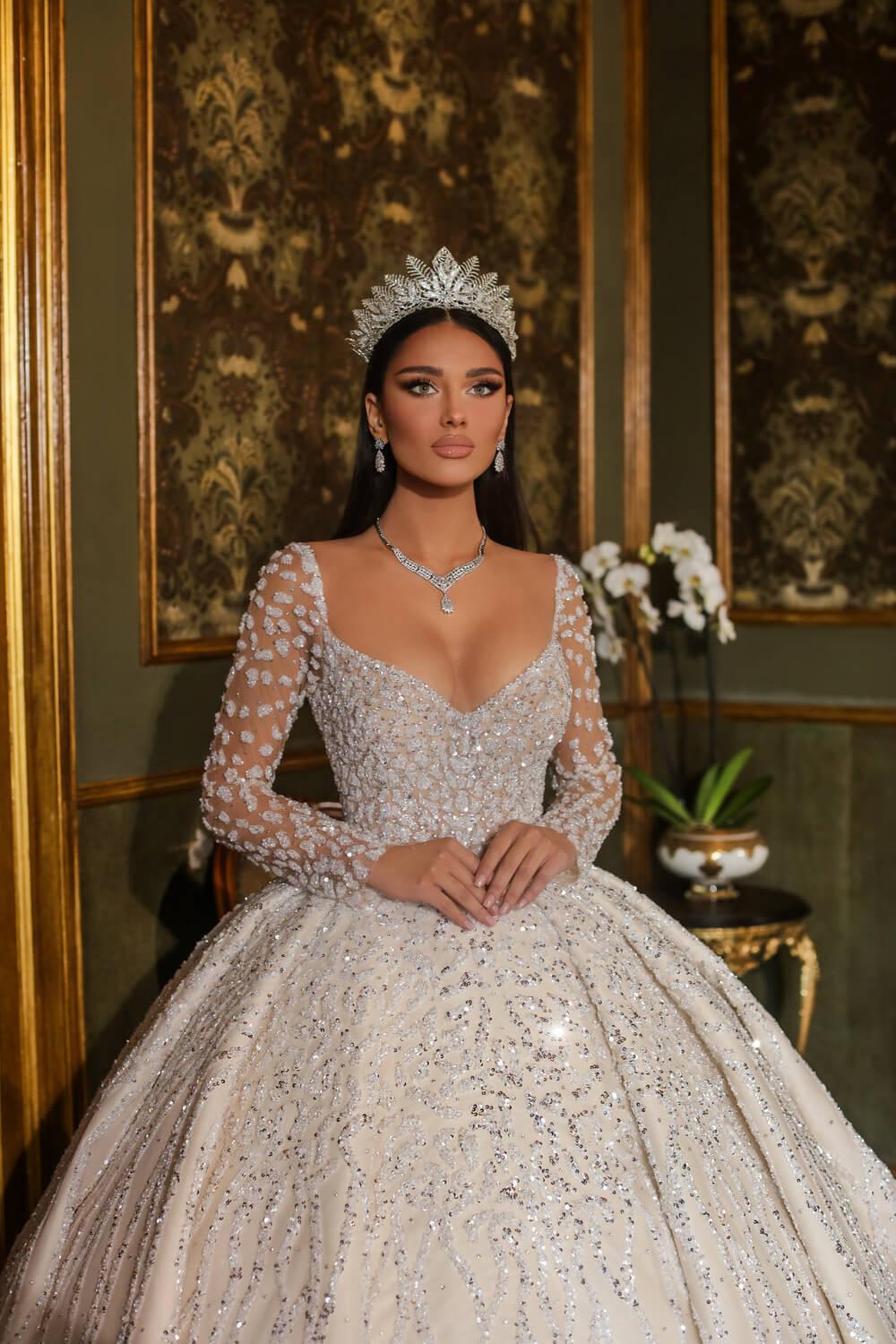 Silver Beaded Lace Wedding Dress for Bride Robe De Mariage Vestido De Novia  Princesa Inspired by Celebrity Celebrities| Alibaba.com