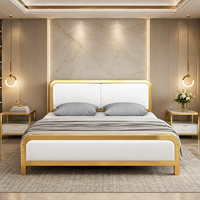 Meubles de chambre d'hôtel sur mesure, lit moderne rembourré en métal avec sommier à lattes pour projets hôteliers