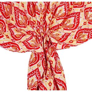 Kaftan en coton tissé à la main multi-rouges pour femme, style ample à imprimé indien, idéal pour l'été et les tenues décontractées, parfait pour se détendre au printemps - Product Image 4