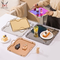 Plateau miroir carré en acier inoxydable de style nordique, personnalisé en usine, pour salle d'exposition, hôtel, vase, parfum, décoration de bureau et de cuisine