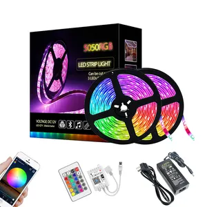 Led Light Strips Rgb Waterproof Home Smart Music Wifi Controller Flexible SMD 5050 RGB LED Strip Light Kit