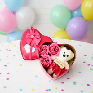 3 Roses Éternelles avec Ours en Peluche dans une Boîte Cadeau – Cadeaux Roses Éternelles pour Petite Amie, Anniversaire, Saint-Valentin pour Elle et Lui - Product Image 1