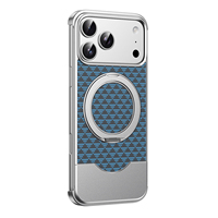 Coque de protection magnétique texturée en alliage d'aluminium de luxe avec support intégré pour iPhone 17 Pro Max – Motif premium – Vente en gros