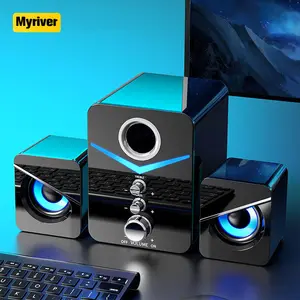 Myriver Dropshipping 2023 Tws Super Mini Multifunctionele Outdoor Kleurrijke Led Licht Pc Speaker Usb Power Computer Gaming Speaker