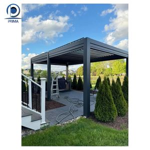 Pergola Moderna con Tetto in Vetro, Pergola Trasparente da Esterno con Telaio in Alluminio, Luminosa e Ariosa per Giardino e Caffè - Product Image 6