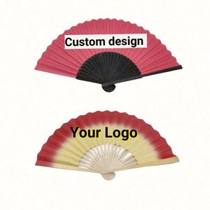 Éventail pliant en bambou naturel personnalisable de 21 cm avec motif floral peint, cadeau d'affaires, artisanat en bambou - Product Image 1