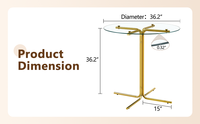 Table basse moderne convertible, pliable et extensible, en verre trempé de 36 pouces, avec plateau en verre trempé et structure en métal chromé doré robuste, quatre pieds