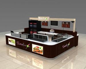 Alışveriş merkezi Suşi <span class=keywords><strong>Bar</strong></span> Sayacı, Modern Tasarım Ahşap Suşi Kiosk Özelleştirilmiş Gıda Kiosk - Product Image 2