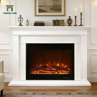 Meuble TV de style américain avec foyer, cadre de cheminée autoportant moderne en bois blanc Hampton