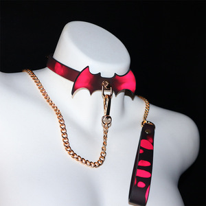 SM sex toys, dark bat <b>collar</b>, temperature-sensitive leather, body-touching color-changing <b>collar</b>, <b>BDSM</b> props - Product Image 1