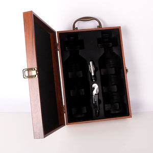 Coffret cadeau personnalisé de qualité supérieure en bois de pin, résistant à l'eau, avec double présentoir à bouteilles de vin, couleur et logo personnalisés - Product Image 5