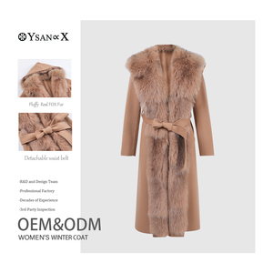 <span class=keywords><strong>Manteau</strong></span> long <span class=keywords><strong>en</strong></span> <span class=keywords><strong>cachemire</strong></span> de luxe pour femmes - Col <span class=keywords><strong>en</strong></span> fourrure de renard véritable, prix d'usine - Product Image 3