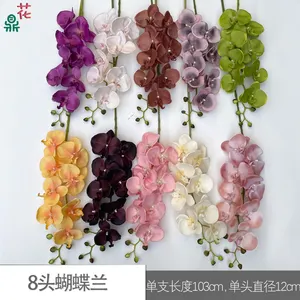 8 bunga anggrek Phalaenopsis dan dekorasi dalam ruangan pusat perbelanjaan dan hotel bunga buatan perabotan rumah dan bunga sutra
