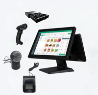 Système de point de vente tout-en-un avec terminal de caisse à double écran tactile, équipé de logiciel/imprimante/scanner/tiroir-caisse