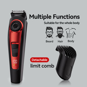 Электробритва с лезвием из нержавеющей стали, USB-зарядка, регулируемый гребень, триммер для бороды с цифровым дисплеем для дома и отеля - Product Image 2