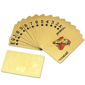 Pemasok kartu foil emas grosir kualitas baru plastik PVC Poker inti biru plastik dilapisi kertas kartu bermain