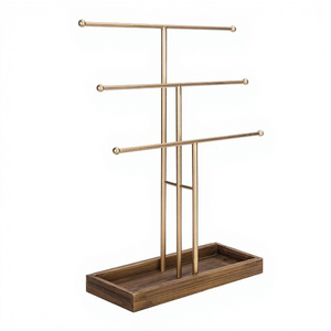 ที่วางเครื่องประดับคุณภาพสูง ดีไซน์ทันสมัย สีทองเงา ยี่ห้อ Adiba Home Decor สำหรับสร้อยคอ ต่างหู กำไลข้อมือ และแหวน - Product Image 1