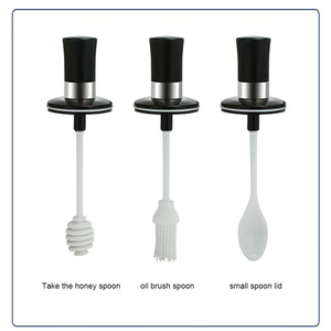 Modern Design Glass <strong>Jar</strong> Salt &amp; Spice Storage Container with Spoon Oil Brush &amp; Honey Dipper for Kitchen Use for Food Seasoning - Product Image 2