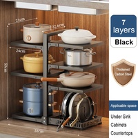 Support de rangement en métal en acier au carbone avec étagères d'armoire d'évier à 1 niveaux organisateur de cuisine à domicile fonctionnel pour casseroles et poêles