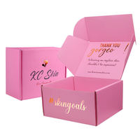 Boîte d'expédition en carton ondulé biodégradable, logo personnalisé, couleur intérieure vernie, emballage e-commerce avec message de remerciement, extérieur en papier couché