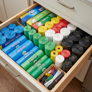 Assorted Color Trash Bags Heavy Duty Garbage Can Liners Star Seal Bottom for <b>Kitchen</b> Household Office Waste Collection - Product Image 5