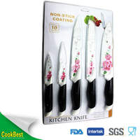 Ensemble de 5 couteaux antiadhésifs imprimés papillons colorés avec support de rangement pour comptoir – Outils de cuisine pratiques directement des usines