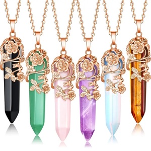 قلادة فاخرة سداسية من الكوارتز الحقيقي مع قلادات مرصعة بالكريستال الطبيعي ومرصعة بأحجار الشفاء - Product Image 2