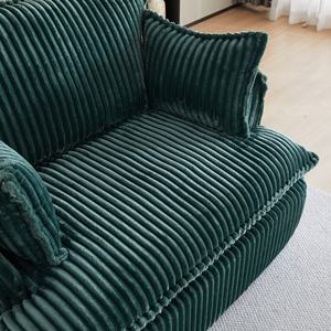 Fauteuil compressé avec pouf, fauteuil-canapé en velours côtelé nuage, fauteuil-lit pour salon, chambre à coucher, balcon, salle de lecture, vert - Product Image 3
