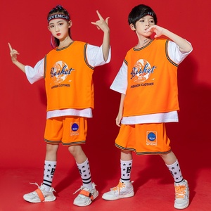Ensemble de sport tendance <span class=keywords><strong>hip</strong></span>-<span class=keywords><strong>hop</strong></span> pour enfants : tenue d'entraînement de basketball pour garçons et filles, uniforme de spectacle pour la maternelle - Product Image 4