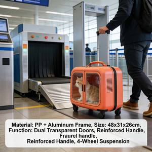 Transportín <span class=keywords><strong>para</strong></span> Gatos con Asa Telescópica, Carrito de Transporte <span class=keywords><strong>para</strong></span> Mascotas, Ventilado, con Ventana Transparente <span class=keywords><strong>para</strong></span> Gatos y Cachorros - Product Image 2