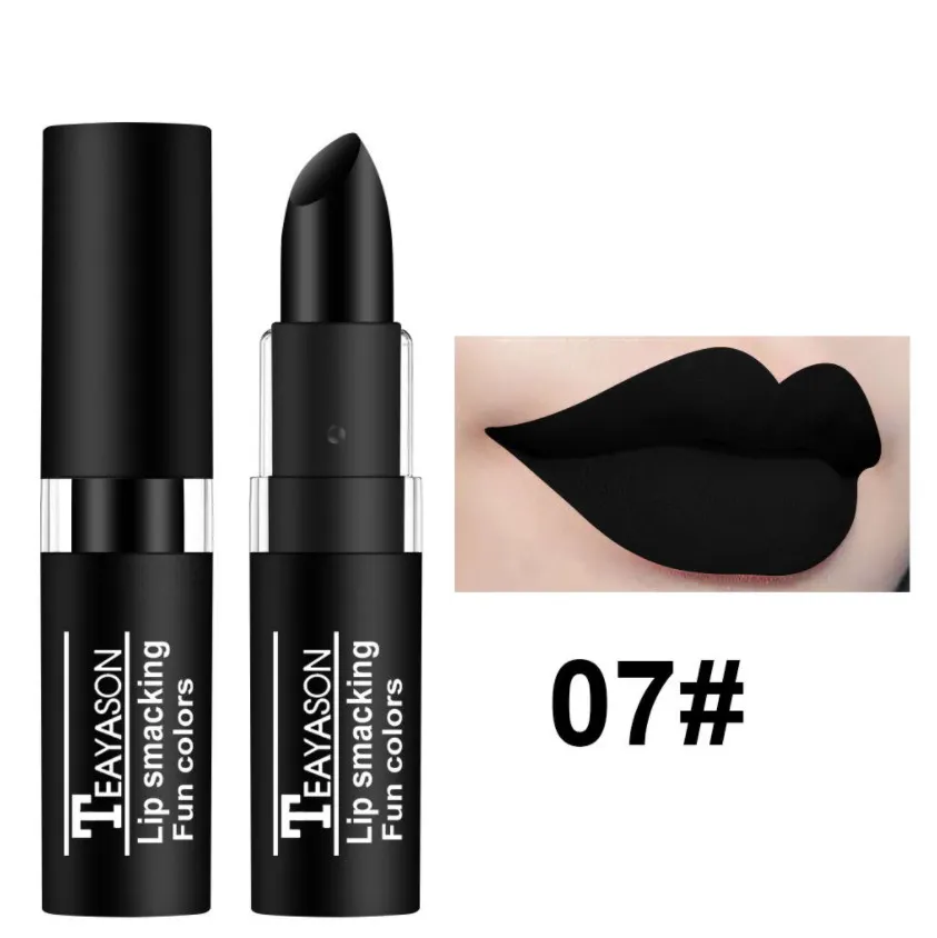 Wholesale Cheap Cosmetics Makeup Waterproof Long Lasting Lipstick Velvet Matte Lipstick Nude Black Halloween Makeup Lipstick