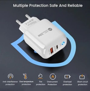Adaptador de Corriente 2 en 1 con Doble Puerto, Carga Rápida QC 3.0 PD 38W para Puertos USB-A <span class=keywords><strong>Tipo</strong></span> <span class=keywords><strong>C</strong></span>, Enchufe US/EU, Auriculares - Product Image 4