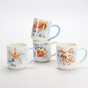 定制海洋动物彩色陶瓷牛奶饮料杯个性化海滩纪念品陶瓷咖啡杯带手柄 - Product Image 3