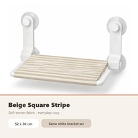 Hamac de fenêtre pour chat beige à rayures carrées avec 4 grandes ventouses, perchoir pliable en peluche robuste pour chats de grande taille, pour intérieur