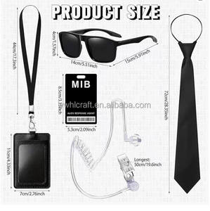 Accesorios de Fiesta HLC Personalizados para Cosplay de Hombres en Negro <span class=keywords><strong>MIB</strong></span>, Incluyen Insignias, Collar, Auriculares, Corbata, Gafas de Sol para Decoración de Fiesta de Halloween - Product Image 2