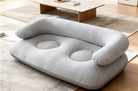 Sofá Inflable para Exteriores con Reposabrazos, Colchón Inflable Doble Aterciopelado, Sillón Inflable Casual para 2 Personas