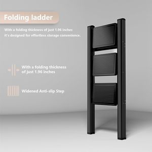 3-Stufen Stahl-Klappleiter 150 kg Tragkraft Rutschfeste Breite Stufen Tragbar für Zuhause Küche Büro - Product Image 5