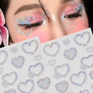 Adesivi 3D a Forma di Cuore, <span class=keywords><strong>Stella</strong></span> e Farfalla, Strass Colorati e Perle per Trucco Occhi, Applicazioni Fai-da-Te per Feste, Festival e Cosplay - Product Image 2