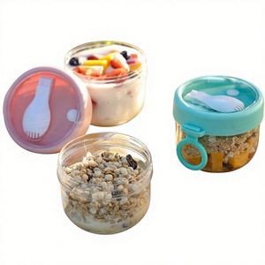 En gros Bols portables pour petit-déjeuner, yaourt, salade de fruits, flocons d'avoine, avec couvercles et cuillères, couleur unie, pour usage extérieur, couverts portables - Product Image 1