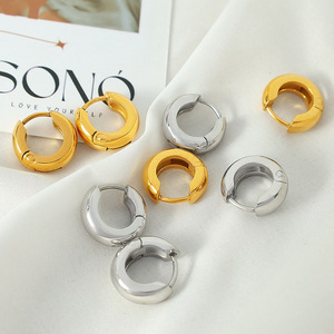 Geometric Hoop Earrings Gold Silver U Shape <b>Titanium</b> Steel Everyday Wear Unisex - Product Image 4