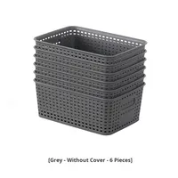 Vente en gros Boîte de rangement de bureau de cuisine simple même style couvercle en bambou rotin à carreaux Produit Catégorie Paniers de rangement