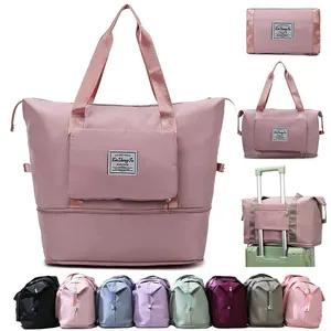 Bolsa de gimnasio de viaje rosa, Conjunto personalizado de lona deportiva, equipaje plegable para otros niños, bolsas de viaje impermeables de gran capacidad para hombres