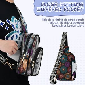 Neon Graffiti <b>Clear</b> Sling <b>Bag</b>, Sports Bike Print Crossbody Chest Pack, 18*26cm Polyester Adjustable Transparent Shoulder <b>Bag</b> - Product Image 4