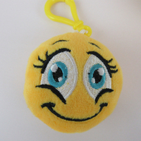Porte-clés boule en peluche élastique, pièces, personnalisé avec smiley, assiette, passion spéciale