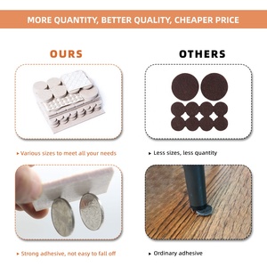 Nhà máy trực tiếp 114 gói màu be tự dính bền cảm thấy miếng đệm đồ nội thất tròn vuông các loại để bảo vệ đồ nội thất - Product Image 5