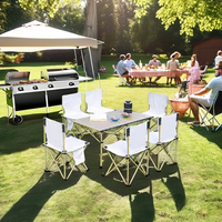 Ensemble de table de pique-nique pliable en aluminium portable pour le camping, multifonctionnel, grand barbecue en plein air, fournitures de pique-nique