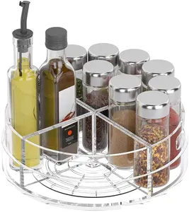 Custom Clear Acrylic Food Storage Box with 4 Detachable Compartment Storage Containers, 360 degree Rotating Snacks Organizer