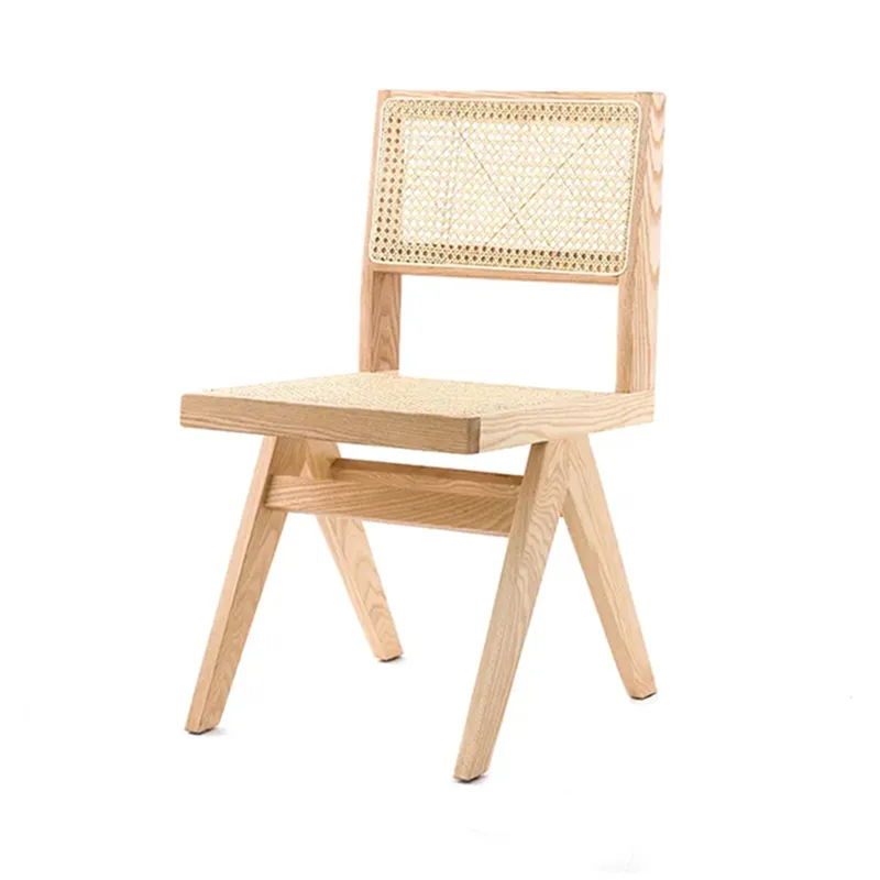 Silla de comedor de caña nórdica, silla de mano rústica, marco de madera maciza, venta al por mayor, silla de ratán, goma de ceniza, madera moderna europea