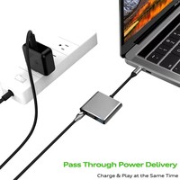 Adaptador USB C a 4K HDTV, USB 3.0, PD100W, Hub Divisor 3 en 1, Cable Convertidor Tipo-C, Carga Rápida para Laptop, Proyector, Monitor, MacBook